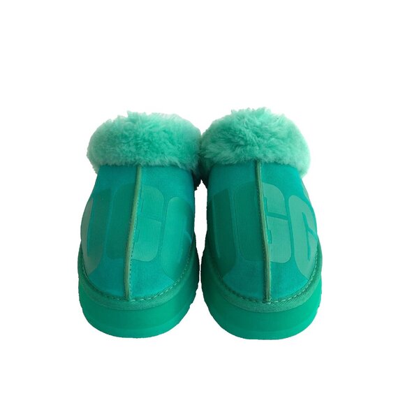 UGG DISQUETTE SCATTER GRAPHIC SLIPPER SIZE US 8 EMERALD GREEN PLATFORM SHOE - Picture 2 of 10